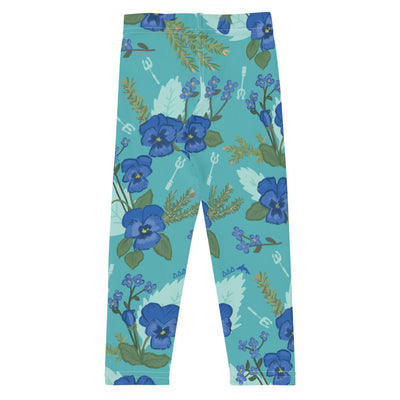 Tri Delta Sorority Kid's Leggings in teal shown in flat view