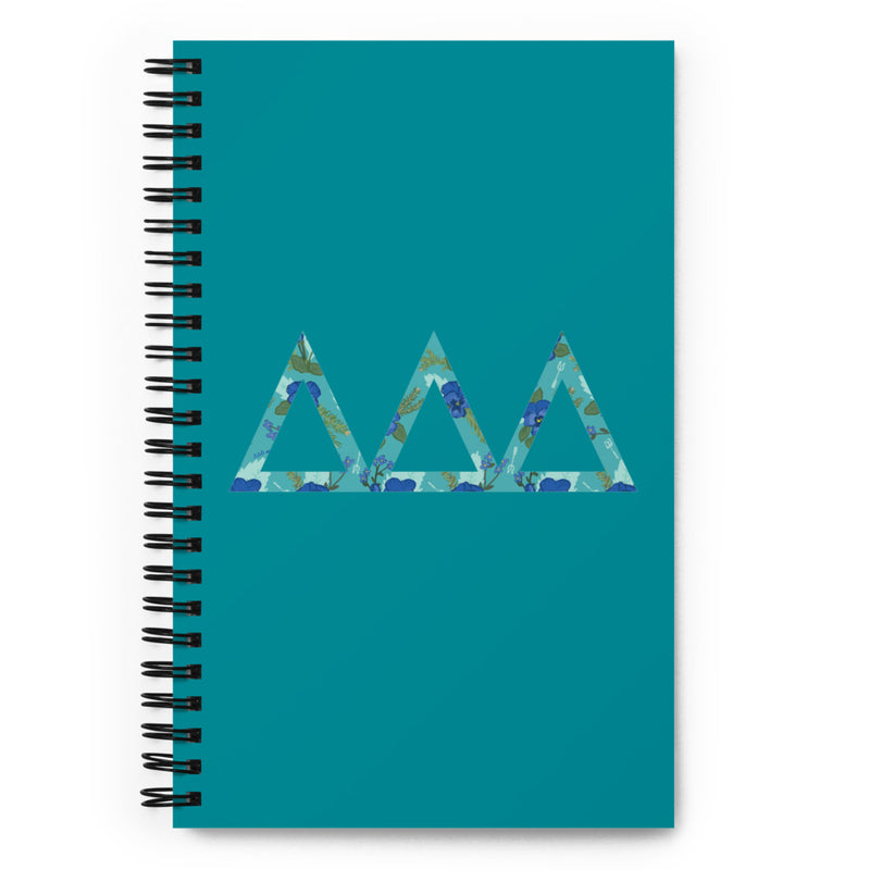 Tri Delta Greek Letters Spiral Notebook showing front cover