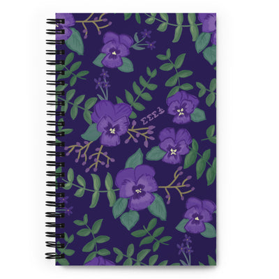 Tri Sigma Purple Violet Print Spiral Notebook showing hand drawn design