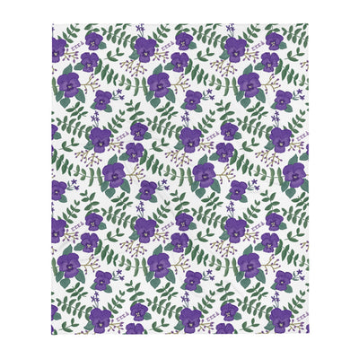Tri Sigma Violet Throw Blanket in fresh White shown full size