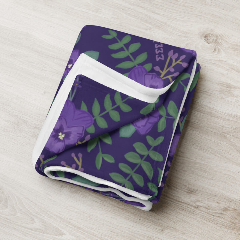 Tri Sigma Violet Throw Blanket, Purple shown folded