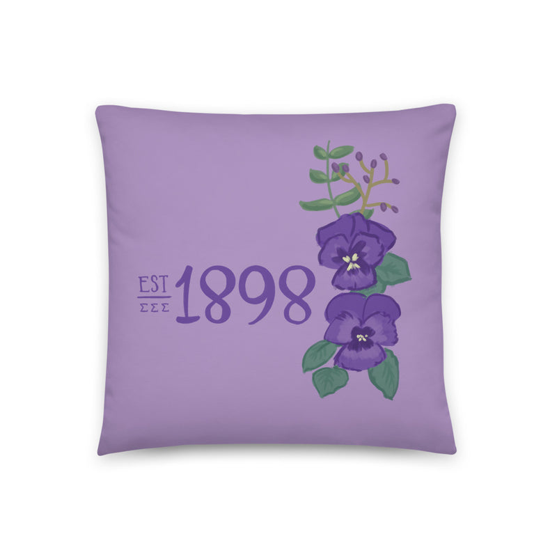 Tri Sigma 1898 Founding Date Pillow showing hand drawn design