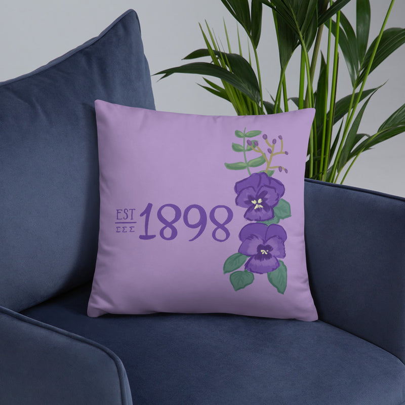 Tri Sigma 1898 Founding Date Pillow on chair