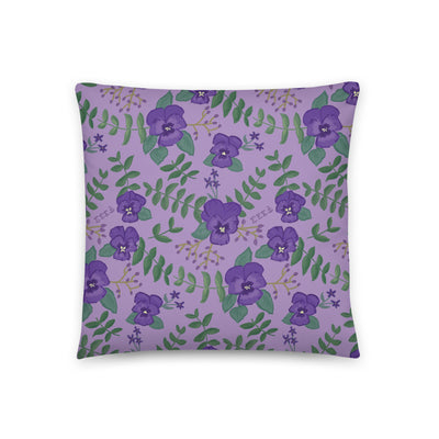 Tri Sigma Violet Floral Print Lavender Pillow showing artist-designed floral print