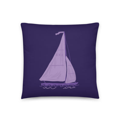 Tri Sigma Sailboat Mascot Pillow showing hand drawn design