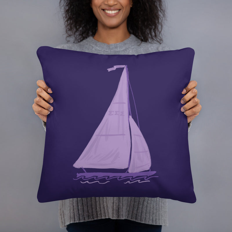 Tri Sigma Sailboat Mascot Pillow in model&