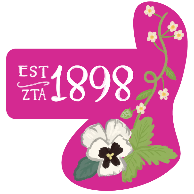 Zeta Tau Alpha Sorority Stickers featuring your ZTA 1898 Founding Year