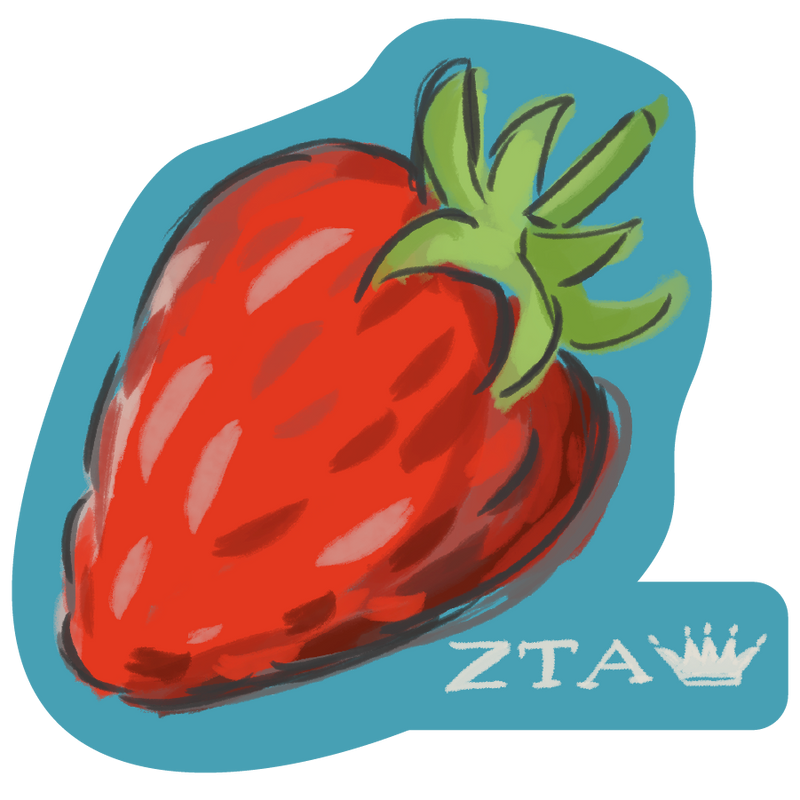 Zeta Tau Alpha Sorority Sticker with Zeta Strawberry, Crown + ZTA
