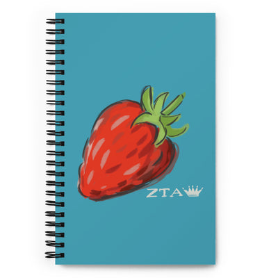 Zeta Tau Alpha Strawberry, Crown + ZTA Spiral Notebook in full view