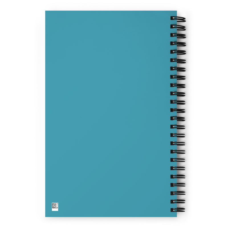 Back of Zeta Tau Alpha Violet Floral Print Spiral Notebook, Turquoise