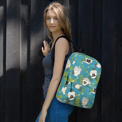 Zeta Tau Alpha Floral Print Backpack, Turquoise on model