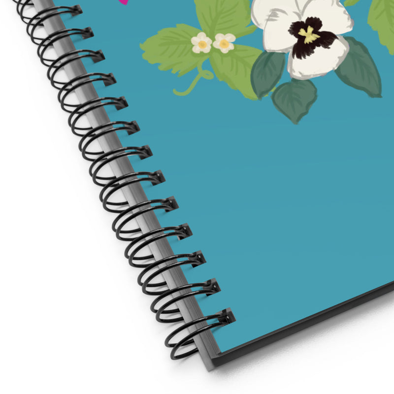 Detail of Zeta Tau Alpha Motto Notebook in Turquoise with spiral binding