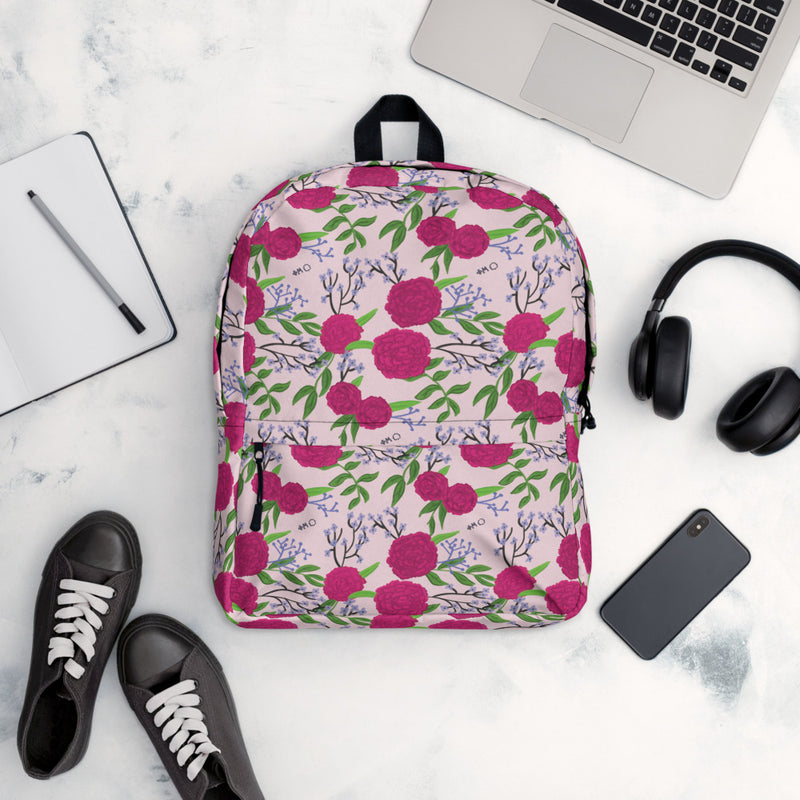 Phi Mu Carnation Floral Print Backpack in light pink