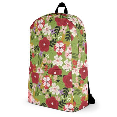 Alpha Chi Omega Modern Floral and Greencastle Backpack in side view
