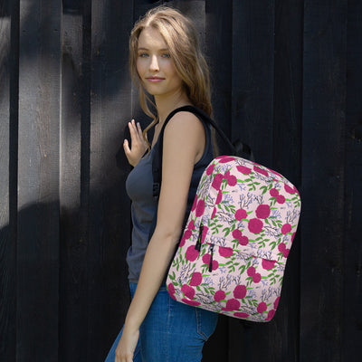 Phi Mu Carnation Floral Print Backpack on model