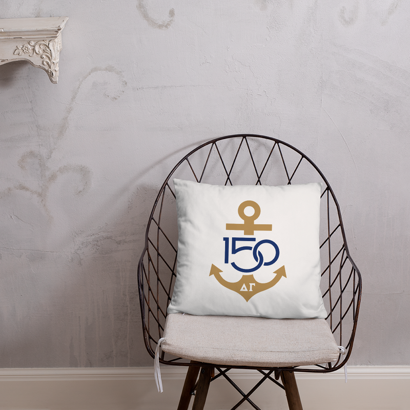 Delta Gamma 150th Anniversary Two-Sided Pillow, White  shown on chair
