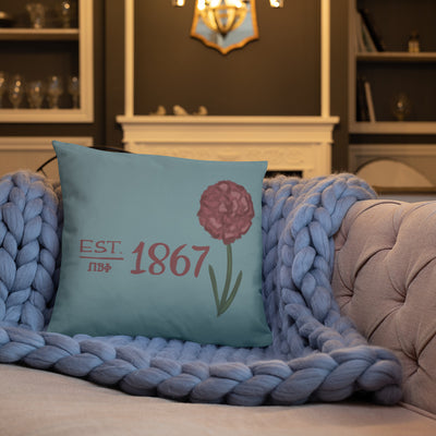 Pi Beta Phi 1867 Founding Date Pillow on couch