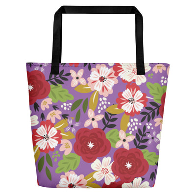 Alpha Chi Omega Modern Floral Iris Tote Bag shown close up