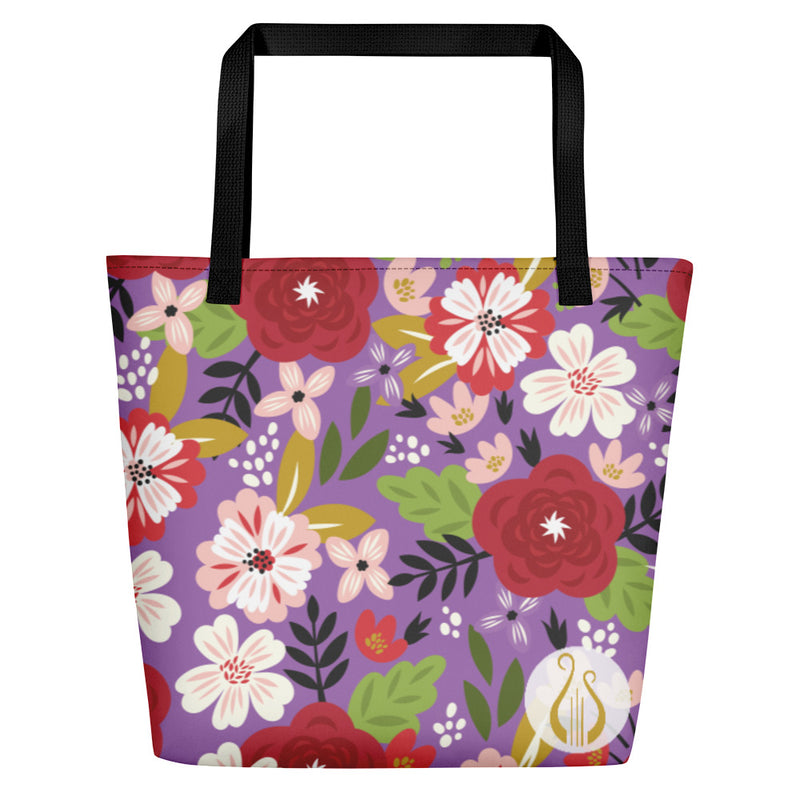 Alpha Chi Omega Modern Floral Iris Tote Bag