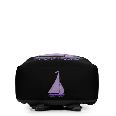 Tri Sigma Sailboat Mascot Black Backpack showing bottom of bag
