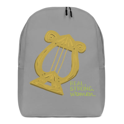 Alpha Chi Omega Real. Strong. Women Gray Backpack in full view