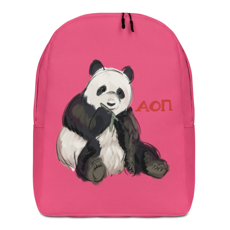 Alpha Omicron Pi Panda Mascot Backpack in pink