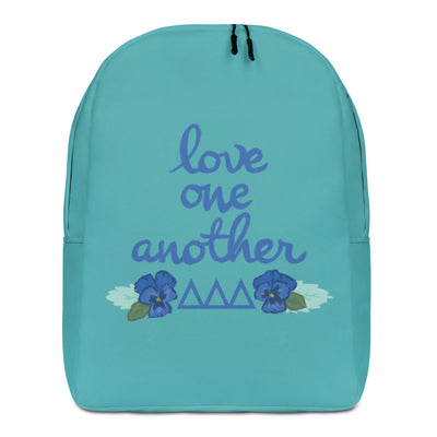 Tri Delta Love One Another Minimalist Turquoise Backpack showing front 