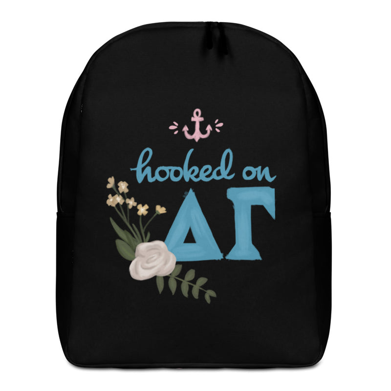 Delta Gamma "Hooked on DG" Black backpack