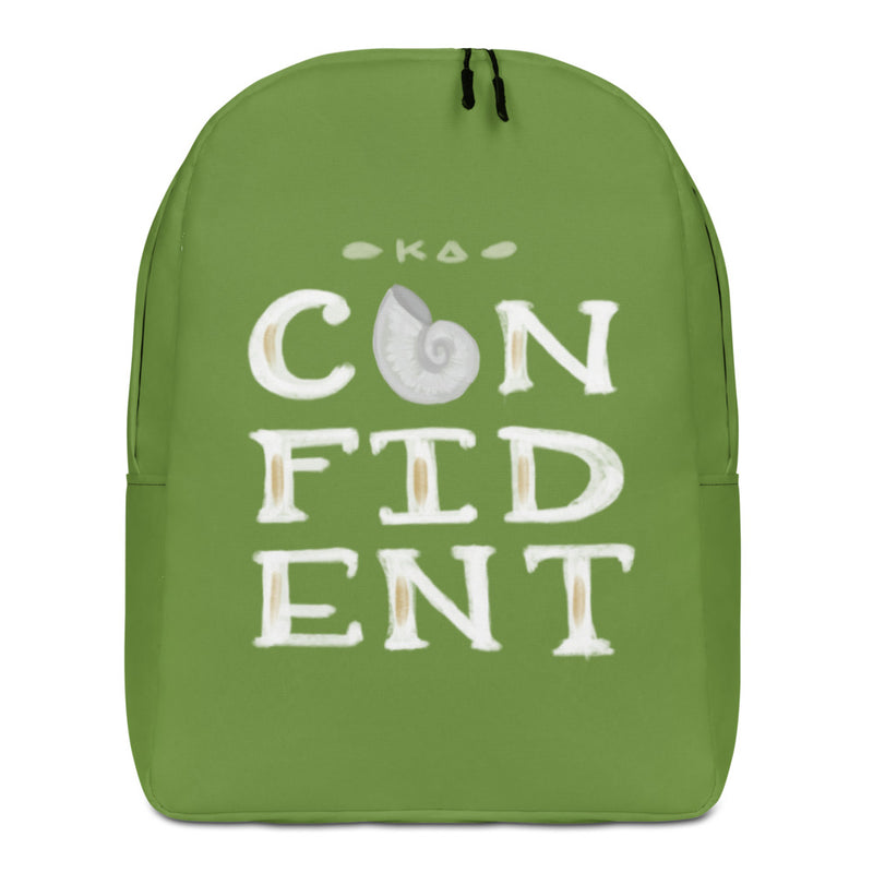 Kappa Delta KD Confident Green Backpack showing front