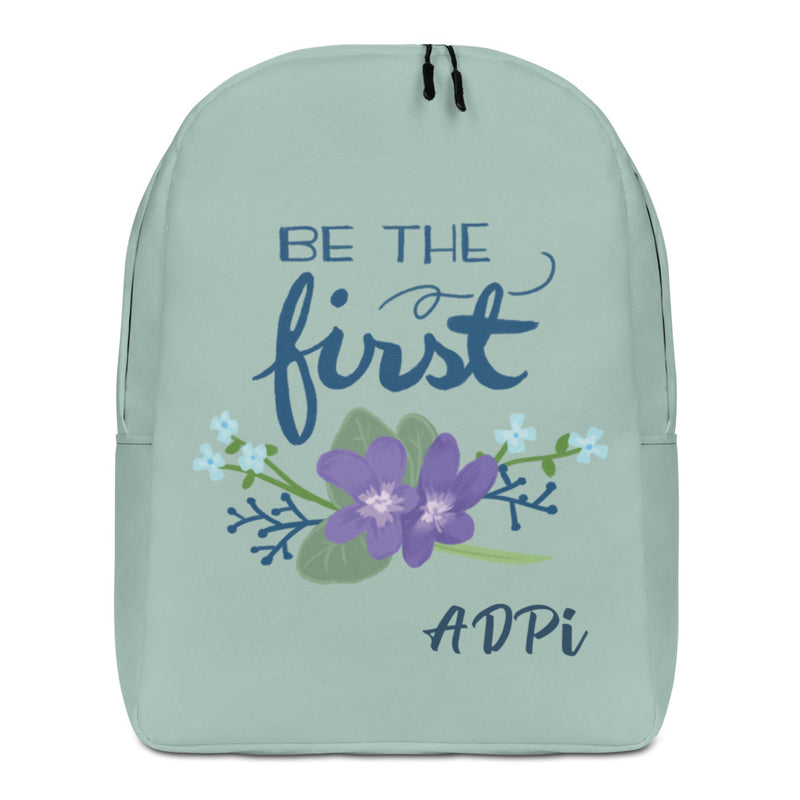 Alpha Delta Pi Be The First Green Backpack shown in front view