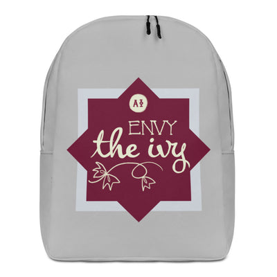 Alpha Phi "Envy the Ivy" backpack in silver gray and Bordeaux