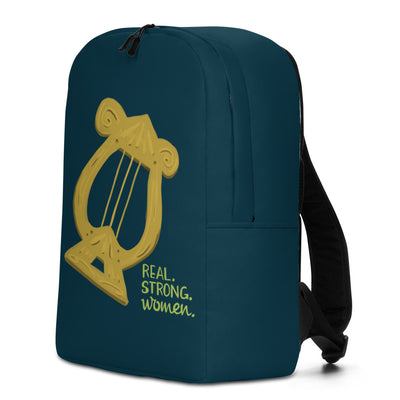 Alpha Chi Omega Real. Strong. Women Black Backpack with side view