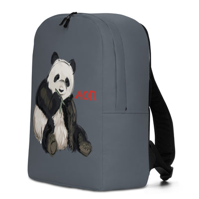 Alpha Omicron Pi Panda Gray Backpack showing side view