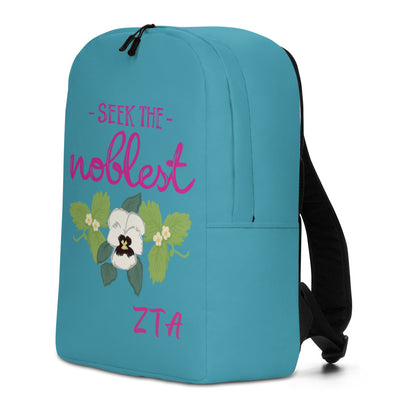 Zeta Tau Alpha Seek The Noblest Turquoise Backpack side view