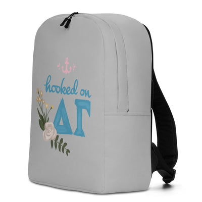 Delta Gamma Hooked on DG Gray Backpack showing right side view