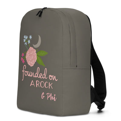 Side view of Gamma Phi Beta Founded on a Rock Brown Backpack