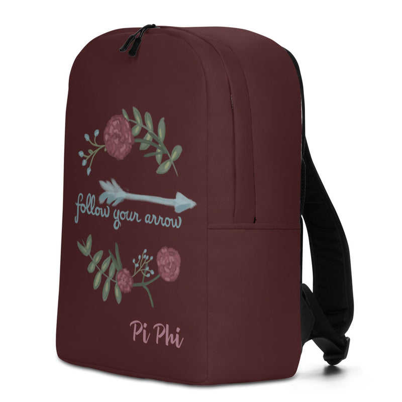 Pi Beta Phi Follow Your Arrow Burgundy Backpack in side view