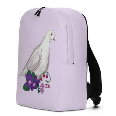 Sigma Kappa Dove Mascot Lavender Backpack showing side view