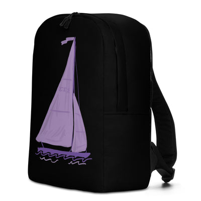 Tri Sigma Sailboat Mascot Black Backpack showing right side of bag