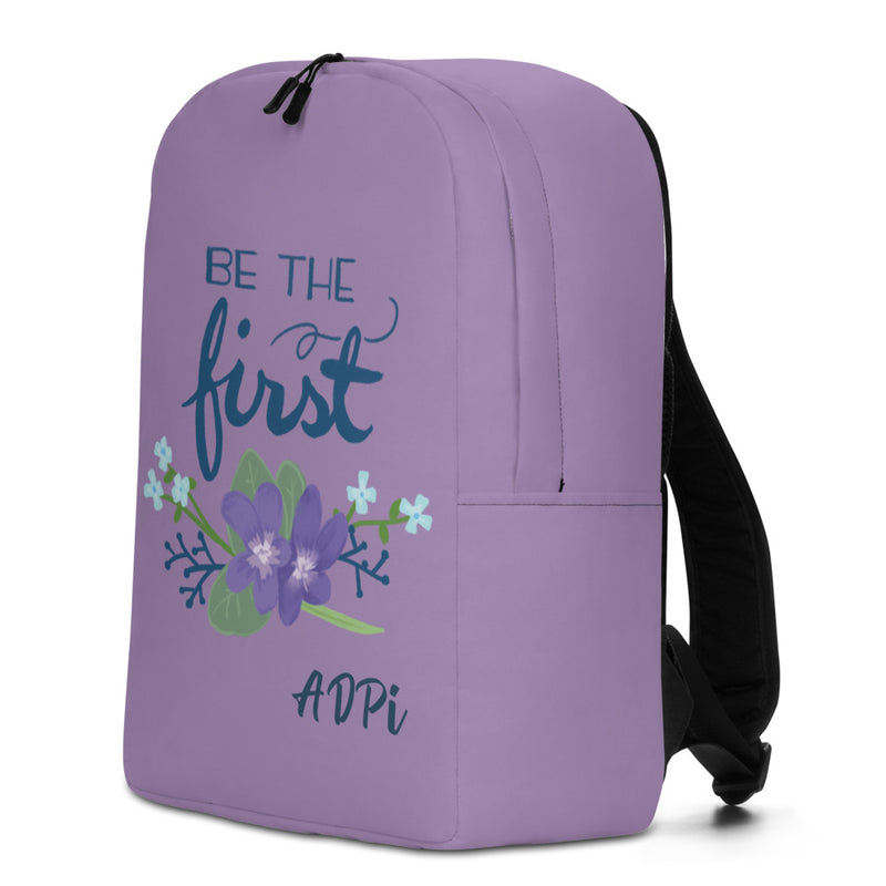 Our ADPi "Be The First" backpack features the ADPi motto, colors and symbols.