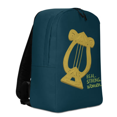 Alpha Chi Omega Real. Strong. Women Black Backpack with side view