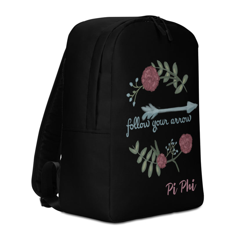 Pi Beta Phi Follow Your Arrow Black Backpack in left side view