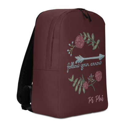 Pi Beta Phi Follow Your Arrow Burgundy Backpack in left side view