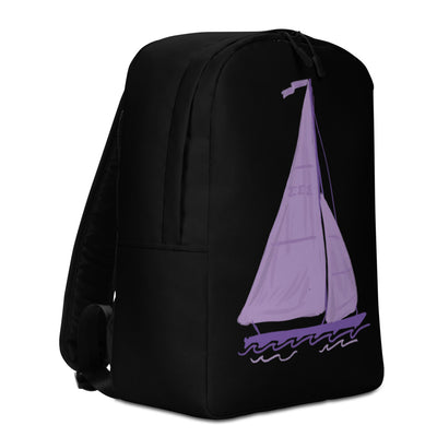 Tri Sigma Sailboat Mascot Black Backpack showing left side of bag