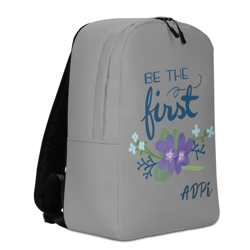 Alpha Delta Pi Be The First Gray Backpack shown in other side view