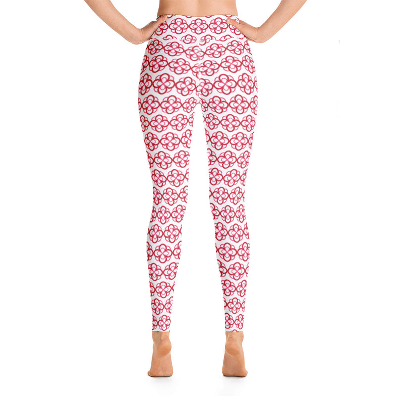 Alpha Omicron Pi Infinity Rose Yoga Leggings showing rear view on model
