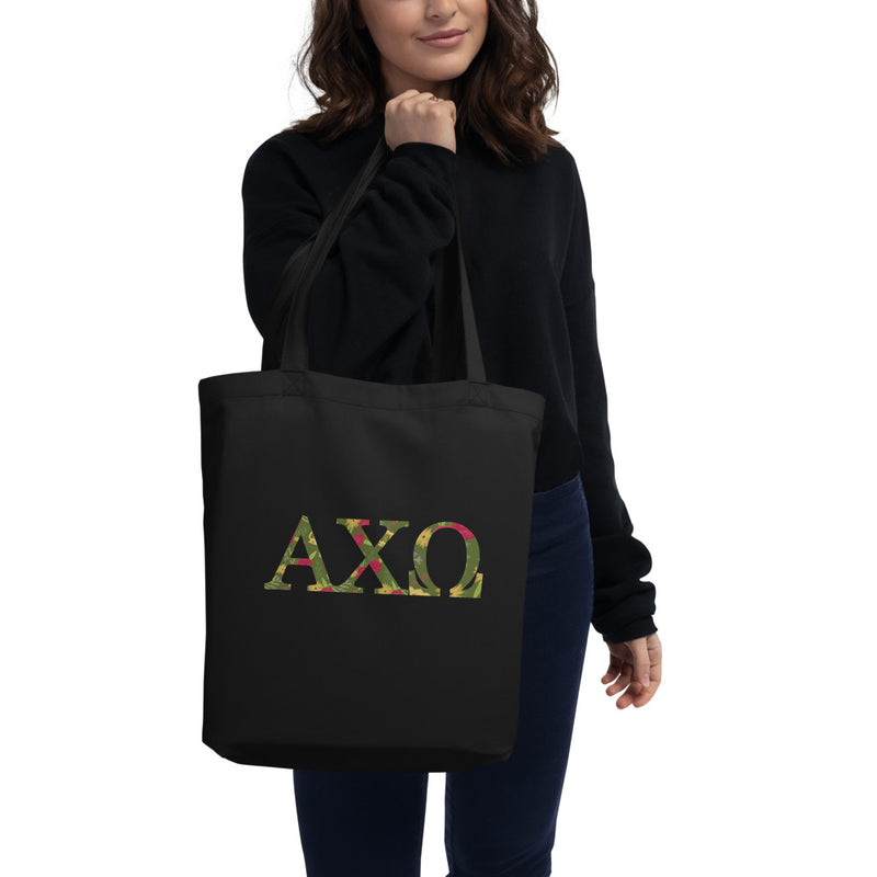 Alpha Chi Omega Sorority Tote Bag shown on woman&