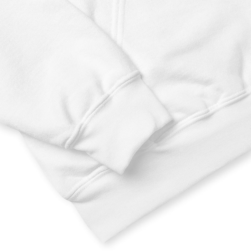 Alpha Chi Real.Strong.Women Hoodie in white showing sleeve detail