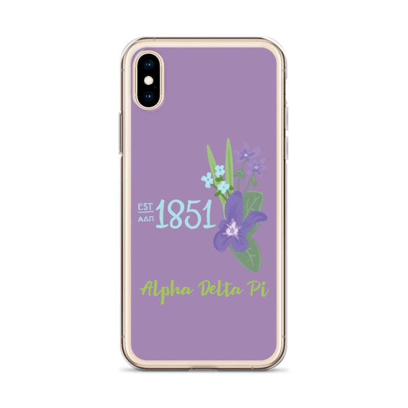 Alpha Delta Pi Sorority iPhone X, XS Case with 1851 design in woodland violet