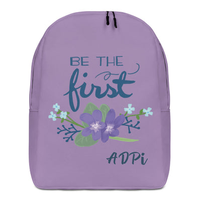 Alpha Delta Pi Sorority Backpack in woodland violet color with motto